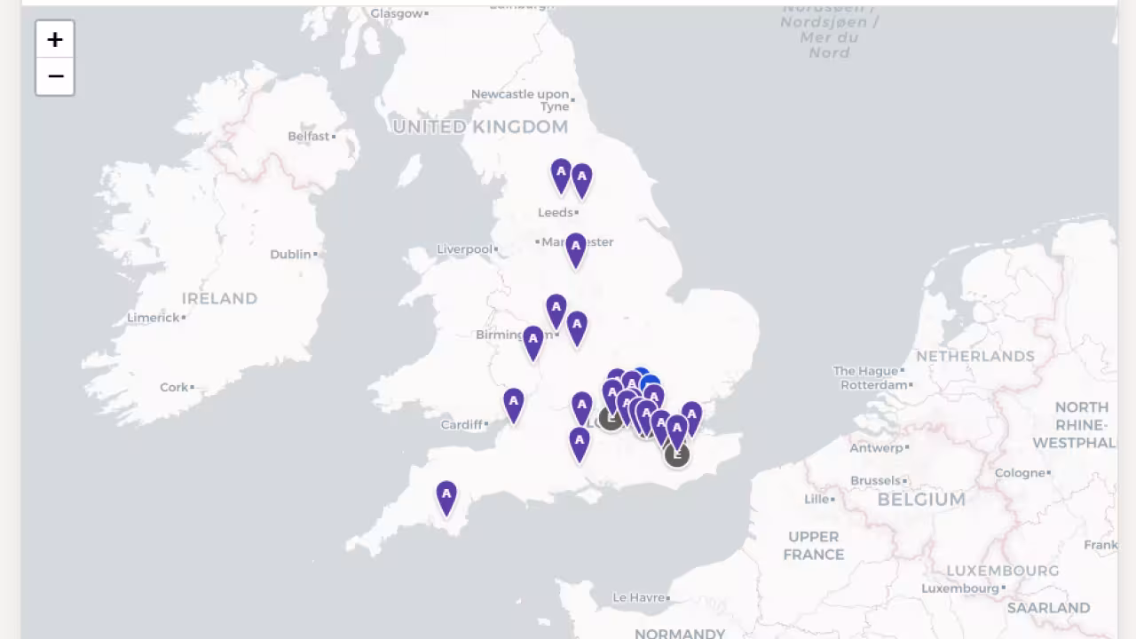 Static Map showing AEM Living integrated retirement communities